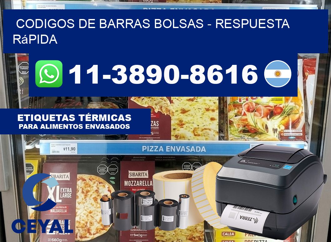 codigos de barras bolsas - Respuesta rápida