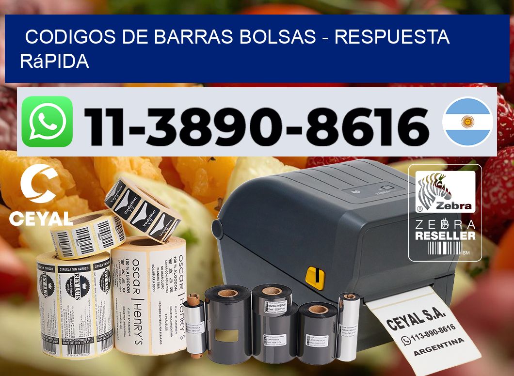 codigos de barras bolsas - Respuesta rápida
