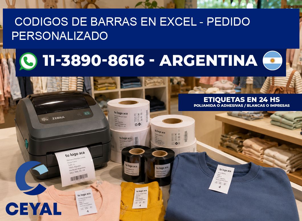 codigos de barras en excel - Pedido personalizado
