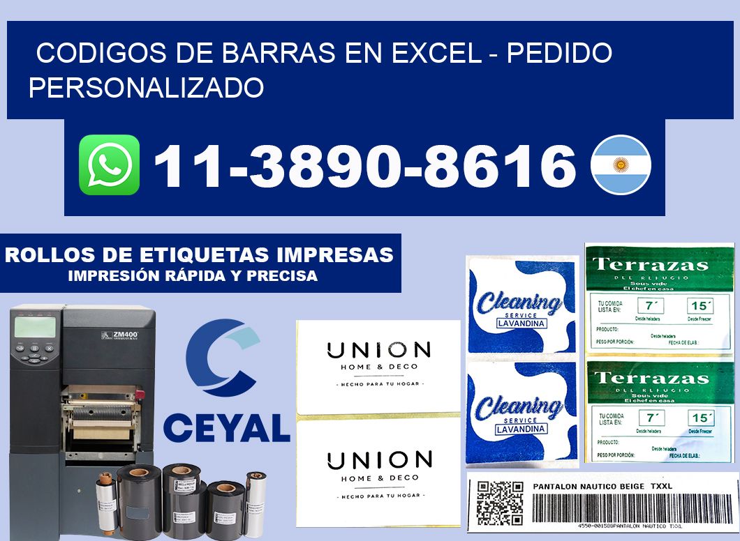 codigos de barras en excel - Pedido personalizado