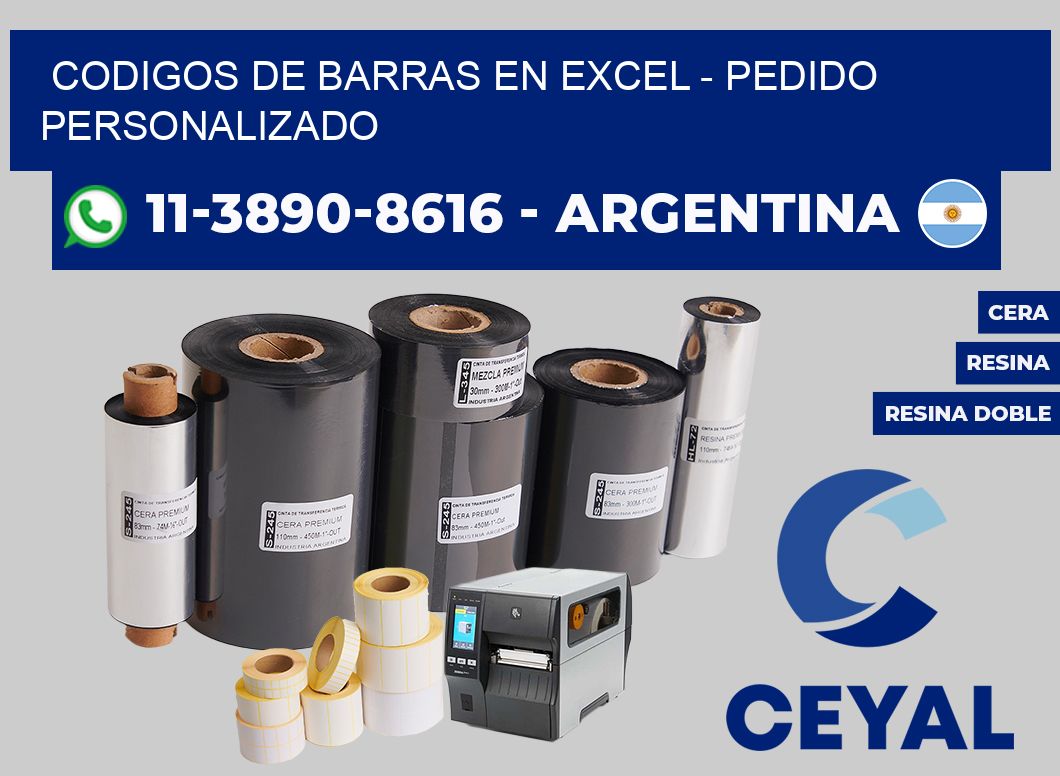 codigos de barras en excel - Pedido personalizado