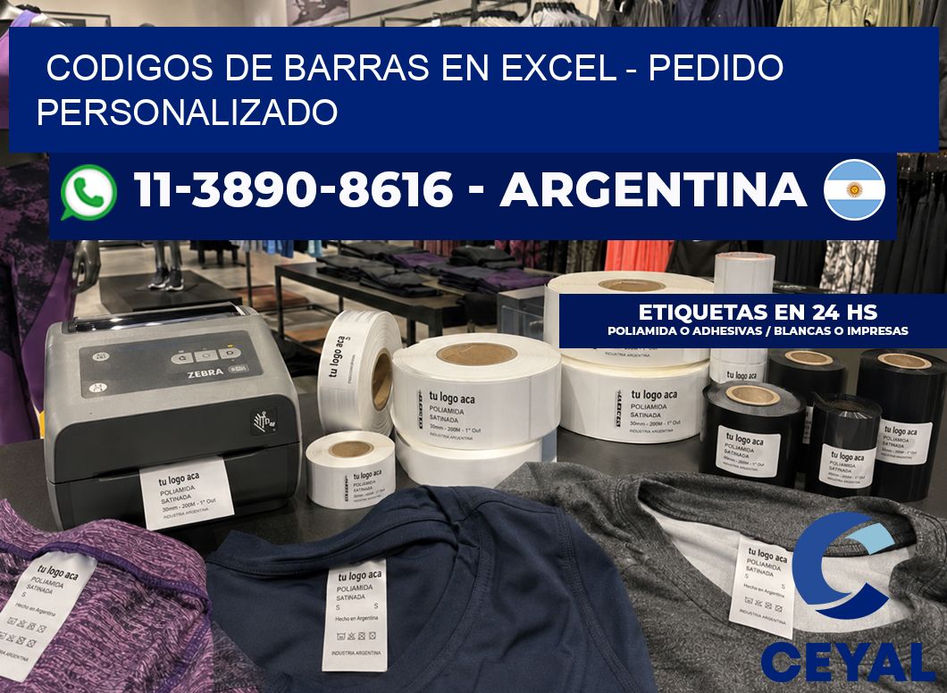 codigos de barras en excel – Pedido personalizado